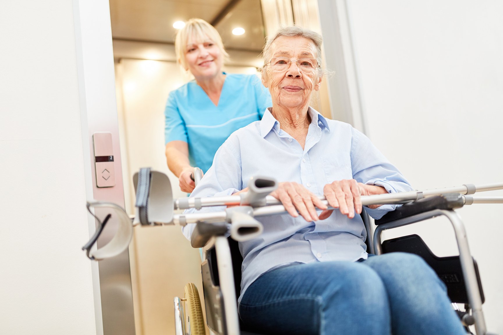 Old Woman after Stroke in Wheelchair